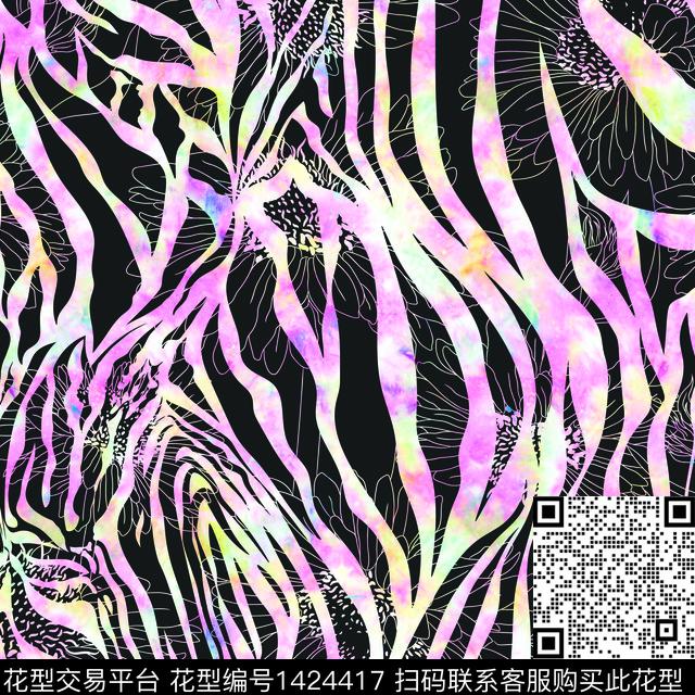 女装定位花几何斑马纹数码印花华亿平台下载（图片编号: 1424417） - 瓦栏（Walan）