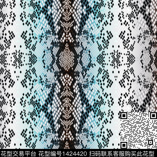 女装定位花几何蛇纹数码印花华亿平台下载（图片编号: 1424420） - 瓦栏（Walan）