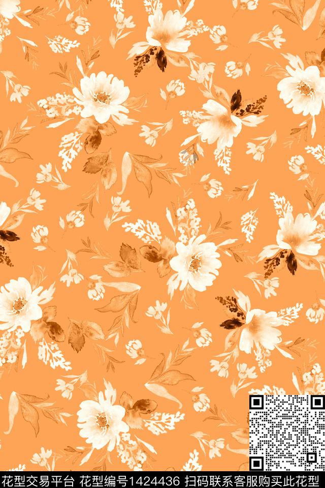 花卉大牌风小清新数码印花华亿平台下载（图片编号: 1424436） - 瓦栏（Walan）