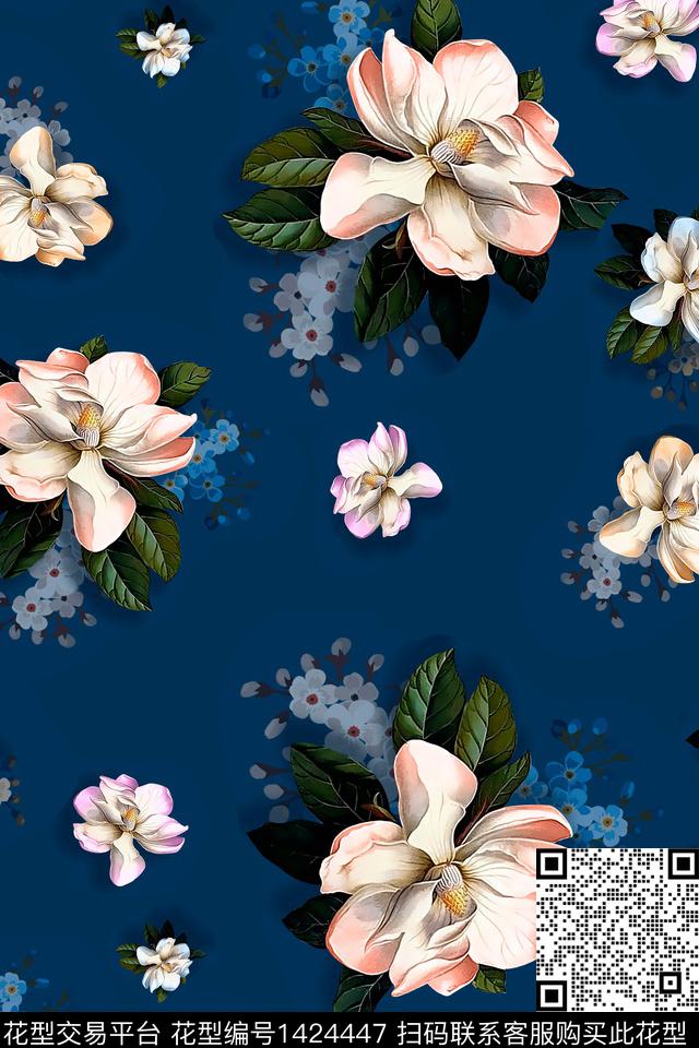 绿植树叶花卉大牌风数码印花华亿平台下载（图片编号: 1424447） - 瓦栏（Walan）