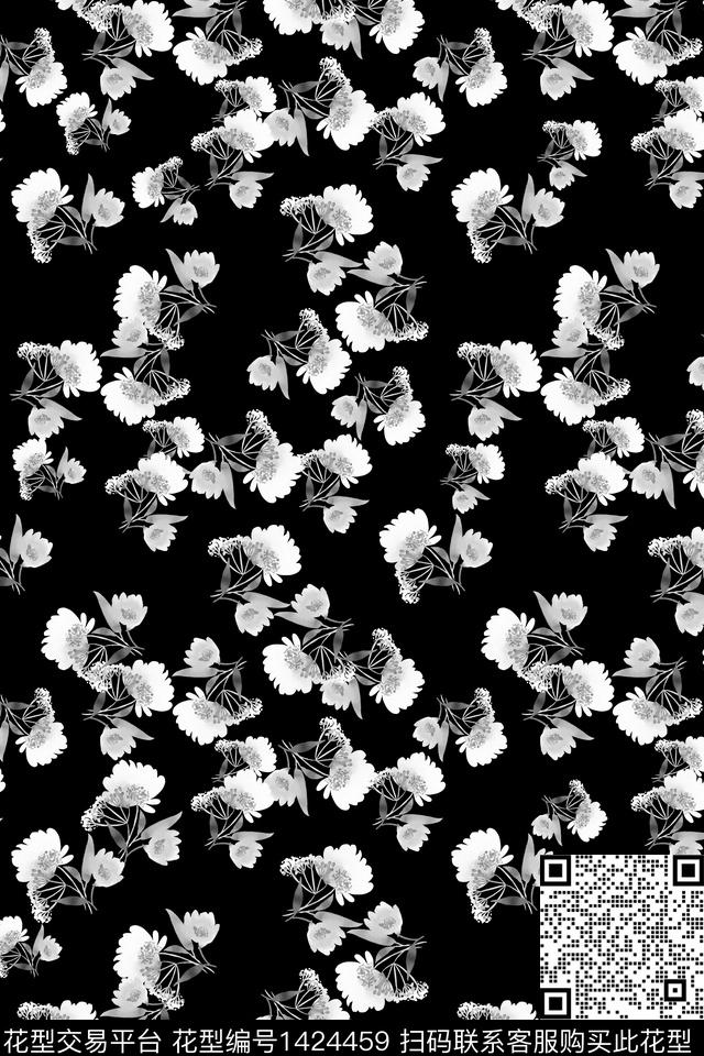 花卉真丝小碎花数码印花华亿平台下载（图片编号: 1424459） - 瓦栏（Walan）