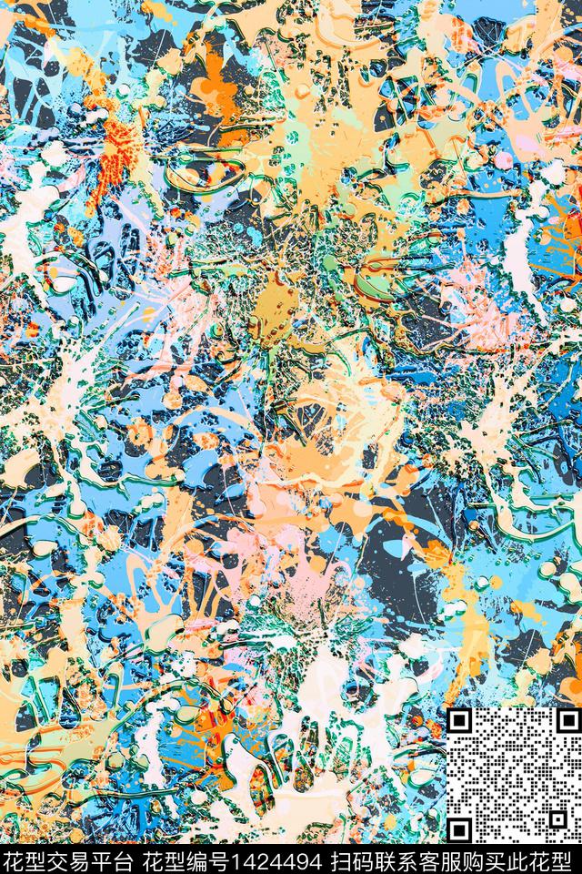 抽象男装户外家居服数码印花华亿平台下载（图片编号: 1424494） - 瓦栏（Walan）