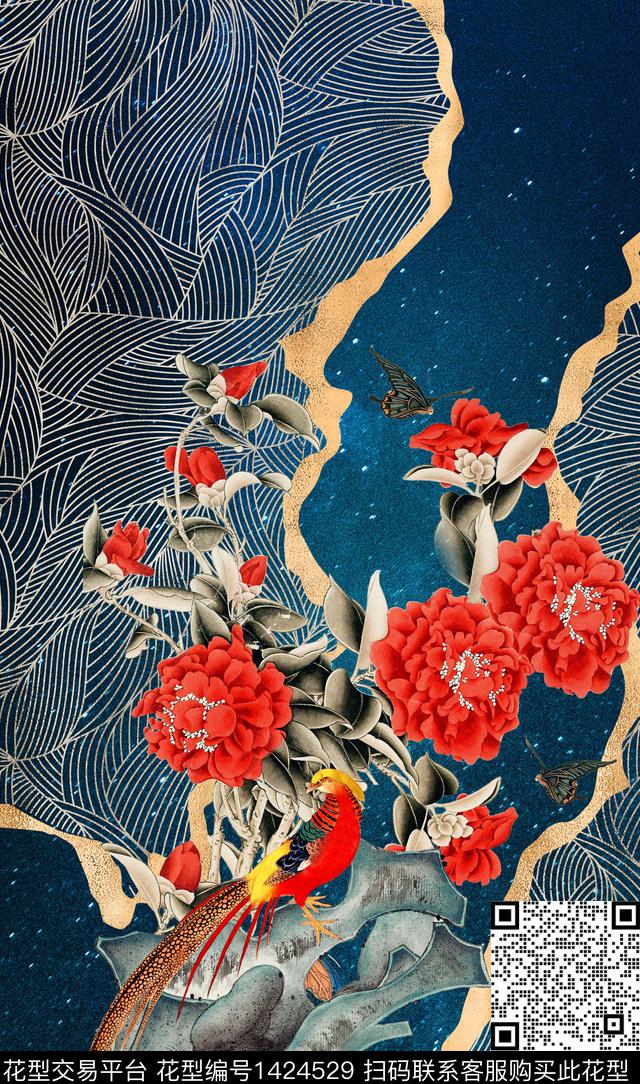 连衣裙女装中国风数码印花华亿平台下载（图片编号: 1424529） - 瓦栏（Walan）