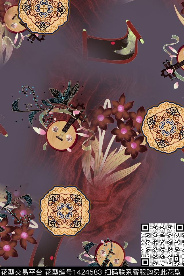 连衣裙女装香云纱传统印花华亿平台下载（图片编号: 1424583） - 瓦栏（Walan）