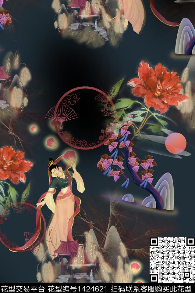 连衣裙女装香云纱传统印花华亿平台下载（图片编号: 1424621） - 瓦栏（Walan）