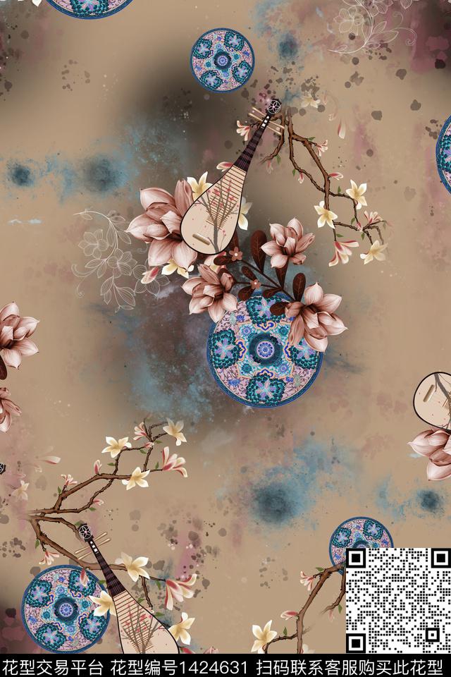 连衣裙女装香云纱传统印花华亿平台下载（图片编号: 1424631） - 瓦栏（Walan）