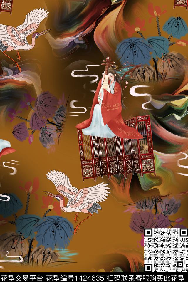 连衣裙女装香云纱传统印花华亿平台下载（图片编号: 1424635） - 瓦栏（Walan）