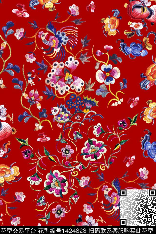 旗袍香云纱中老年数码印花华亿平台下载（图片编号: 1424823） - 瓦栏（Walan）