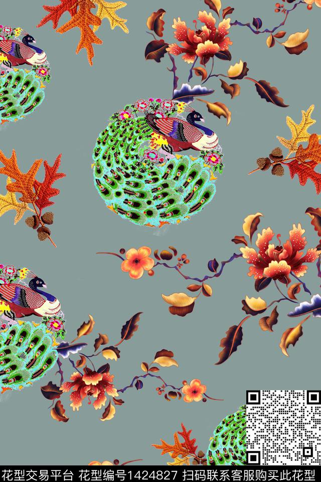 旗袍香云纱中老年数码印花华亿平台下载（图片编号: 1424827） - 瓦栏（Walan）