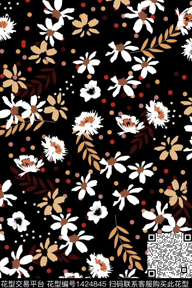 花卉大牌风小碎花数码印花华亿平台下载（图片编号: 1424845） - 瓦栏（Walan）