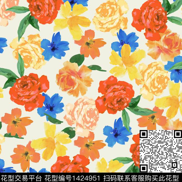 女装花卉字母几何数码印花华亿平台下载（图片编号: 1424951） - 瓦栏（Walan）