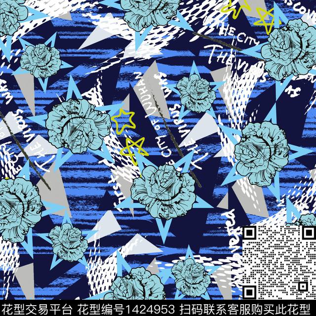 女装花卉字母几何数码印花华亿平台下载（图片编号: 1424953） - 瓦栏（Walan）