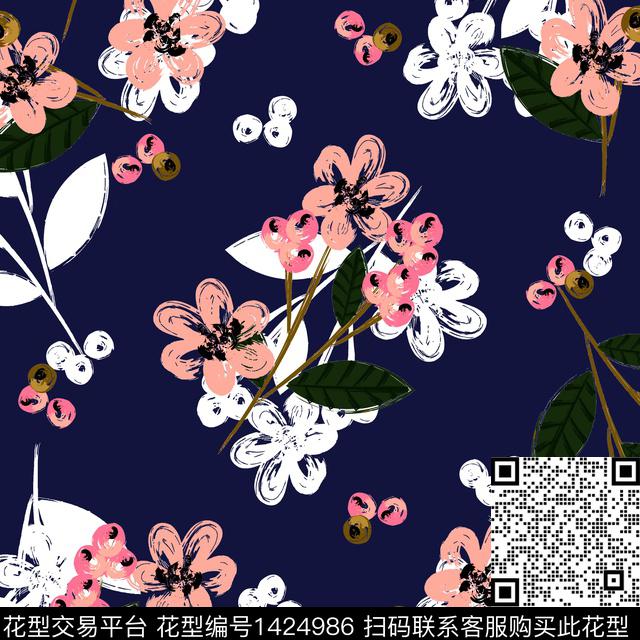 几何复古花卉传统印花华亿平台下载（图片编号: 1424986） - 瓦栏（Walan）