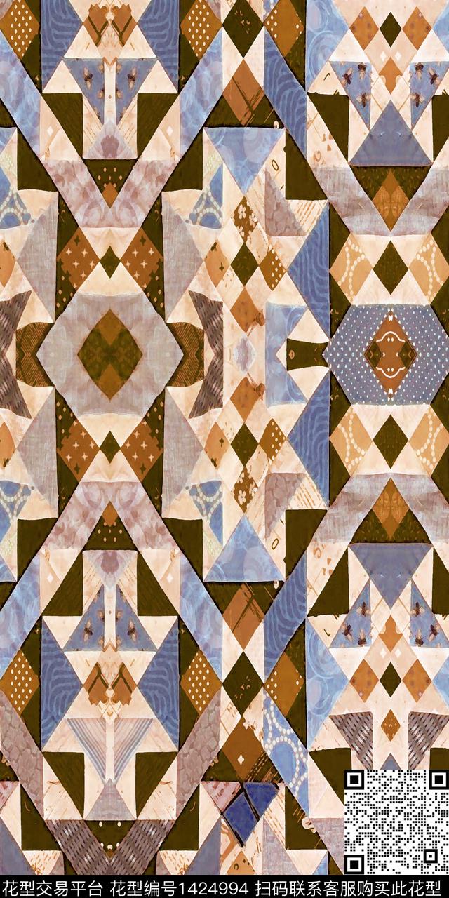 几何印花年轻女性数码印花华亿平台下载（图片编号: 1424994） - 瓦栏（Walan）