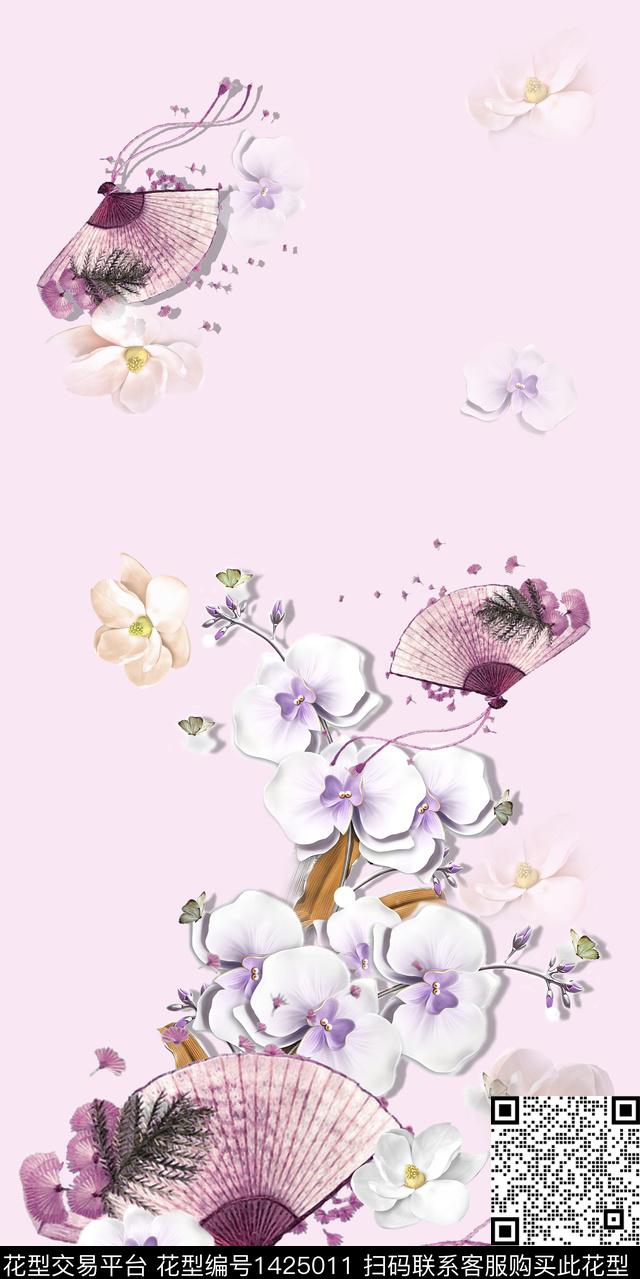 女装定位花花卉中国风数码印花华亿平台下载（图片编号: 1425011） - 瓦栏（Walan）