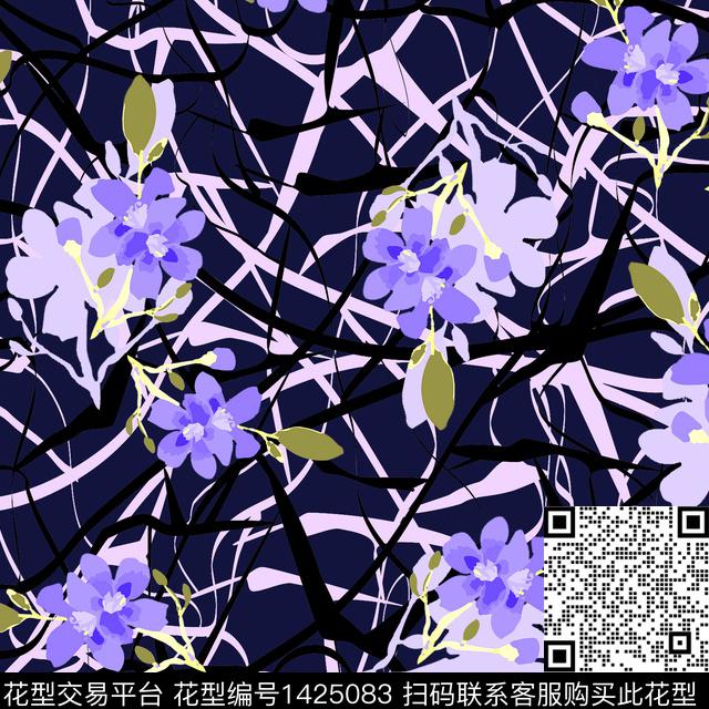 几何复古花卉传统印花华亿平台下载（图片编号: 1425083） - 瓦栏（Walan）