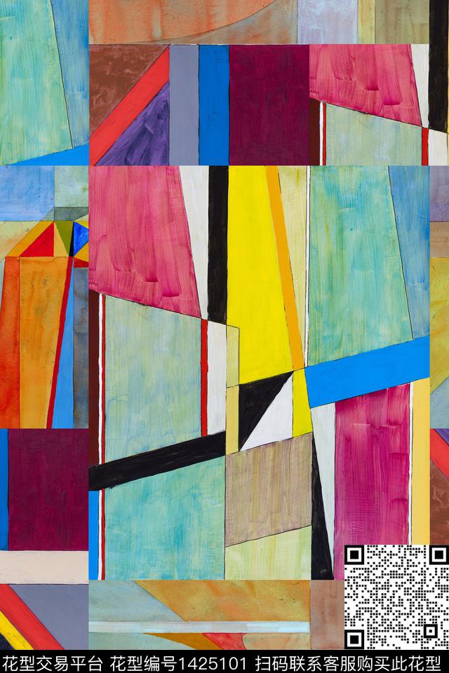 几何手绘审数码印花华亿平台下载（图片编号: 1425101） - 瓦栏（Walan）