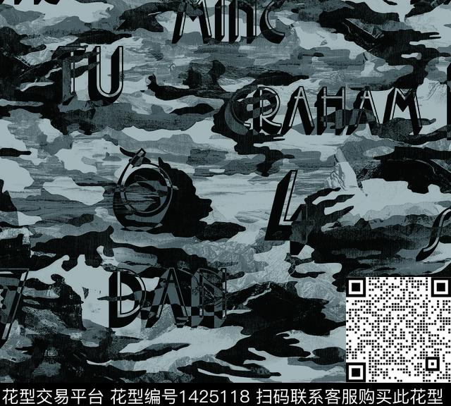 几何字母抽象花卉数码印花华亿平台下载（图片编号: 1425118） - 瓦栏（Walan）