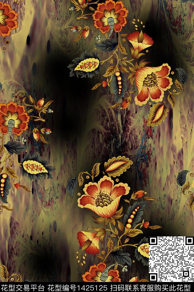 连衣裙女装香云纱传统印花华亿平台下载（图片编号: 1425125） - 瓦栏（Walan）