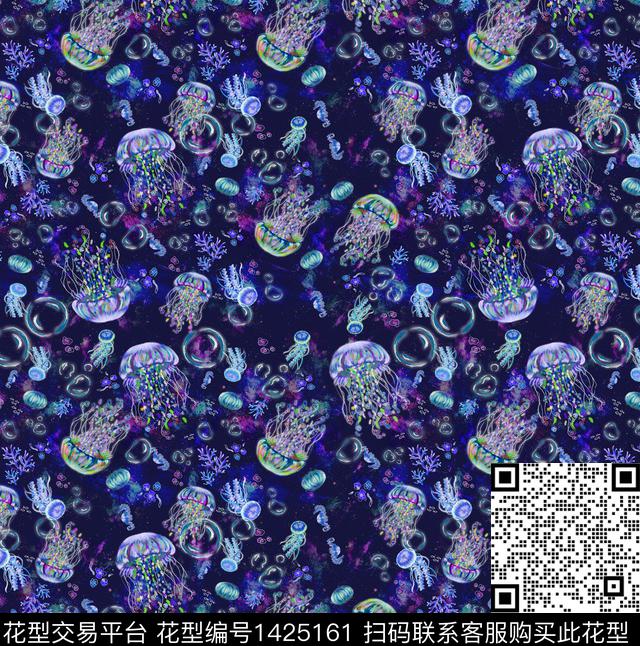女装定位花水母海洋数码印花华亿平台下载（图片编号: 1425161） - 瓦栏（Walan）