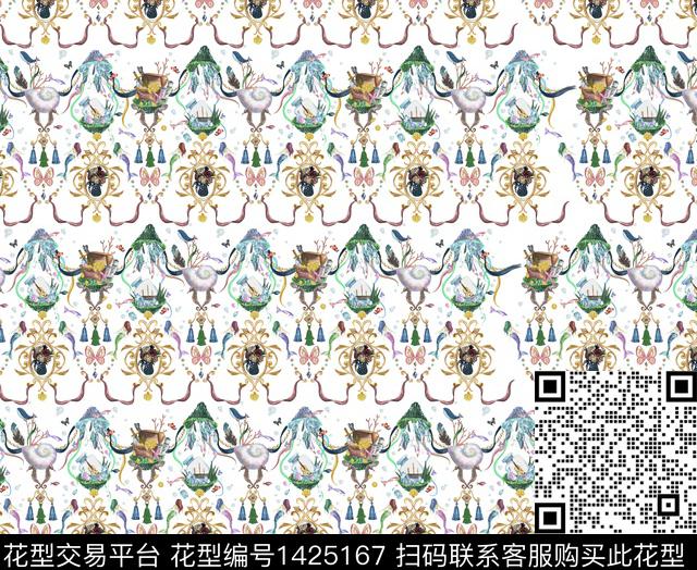 几何手绘卡通数码印花华亿平台下载（图片编号: 1425167） - 瓦栏（Walan）