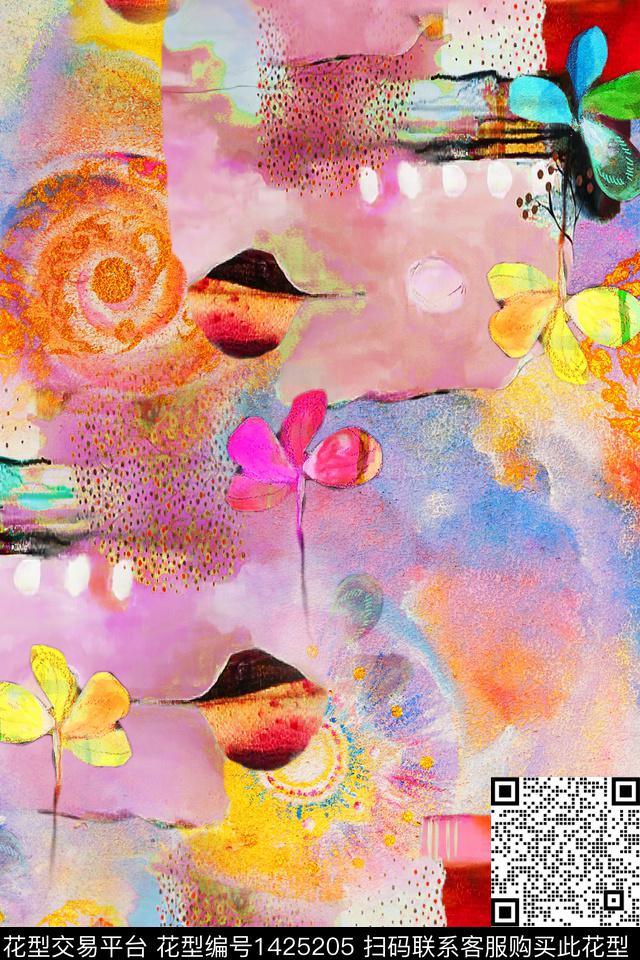 民族花卉数码华亿平台几何数码印花华亿平台下载（图片编号: 1425205） - 瓦栏（Walan）