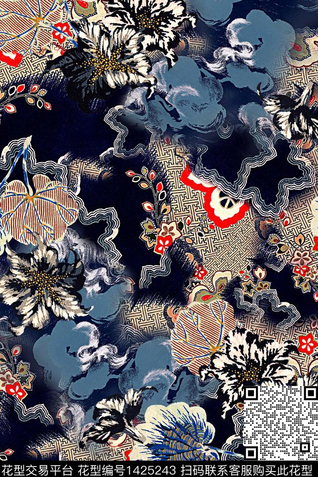 连衣裙女装香云纱数码印花华亿平台下载（图片编号: 1425243） - 瓦栏（Walan）