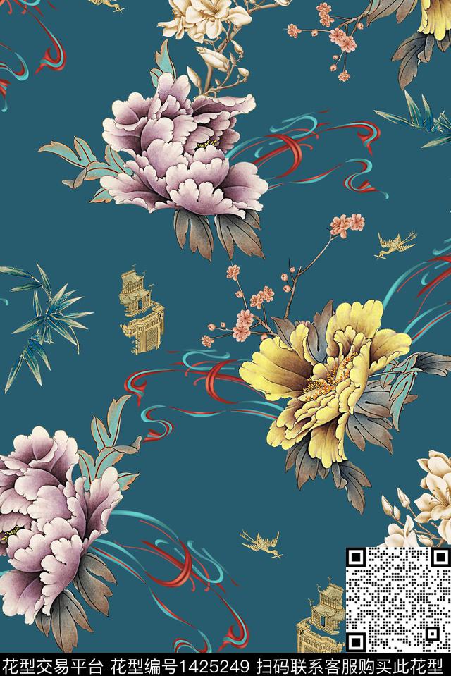 连衣裙女装香云纱数码印花华亿平台下载（图片编号: 1425249） - 瓦栏（Walan）