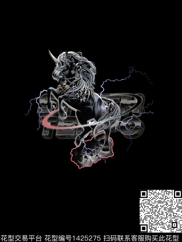 线条字母定位花数码印花华亿平台下载（图片编号: 1425275） - 瓦栏（Walan）