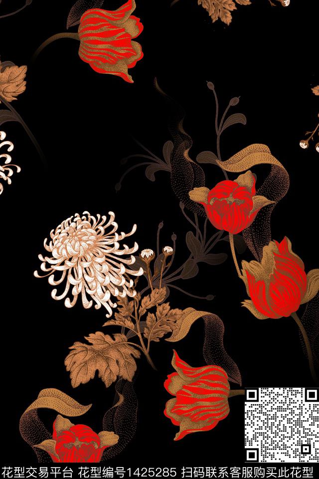 连衣裙女装旗袍传统印花华亿平台下载（图片编号: 1425285） - 瓦栏（Walan）