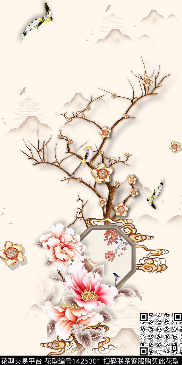 女装定位花定位花中国风数码印花华亿平台下载（图片编号: 1425301） - 瓦栏（Walan）