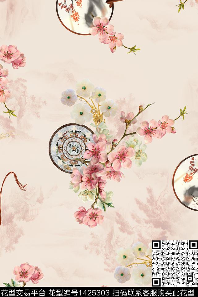 女装定位花定位花中国风数码印花华亿平台下载（图片编号: 1425303） - 瓦栏（Walan）