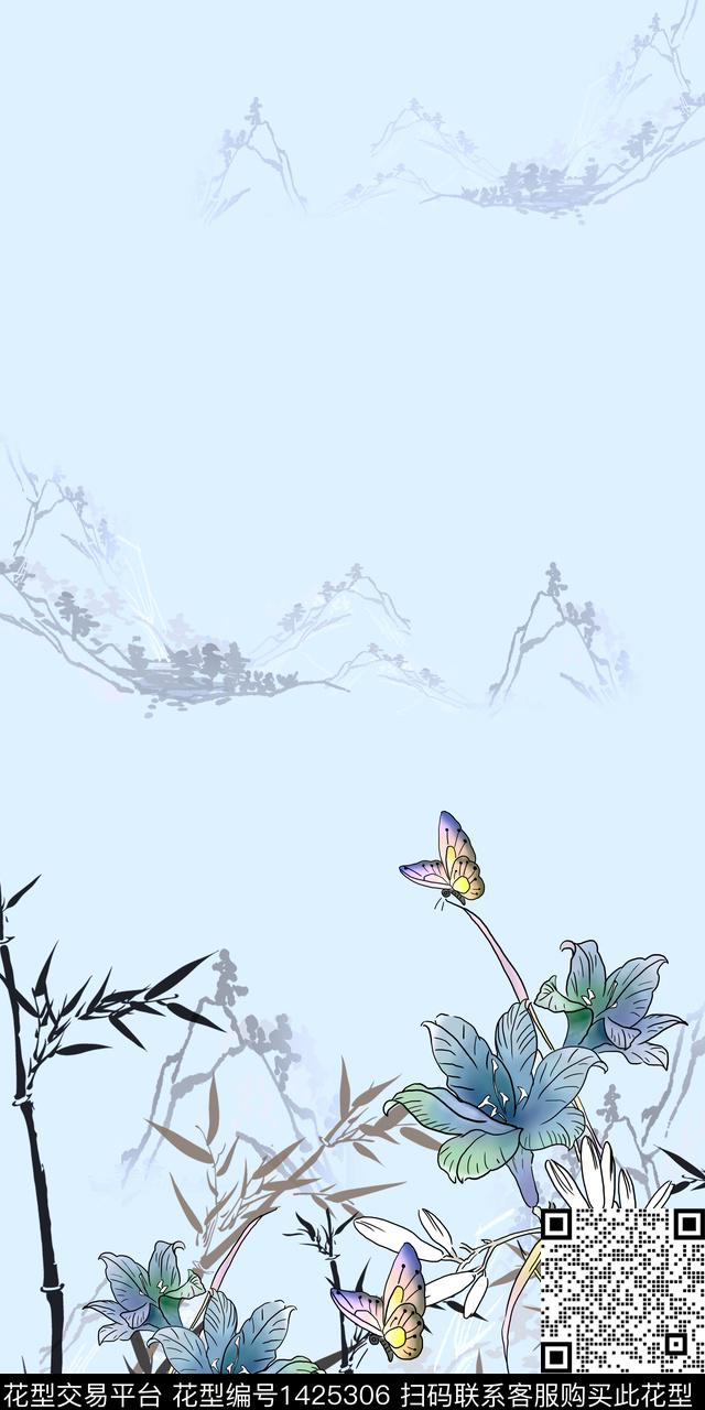 女装定位花定位花中国风数码印花华亿平台下载（图片编号: 1425306） - 瓦栏（Walan）