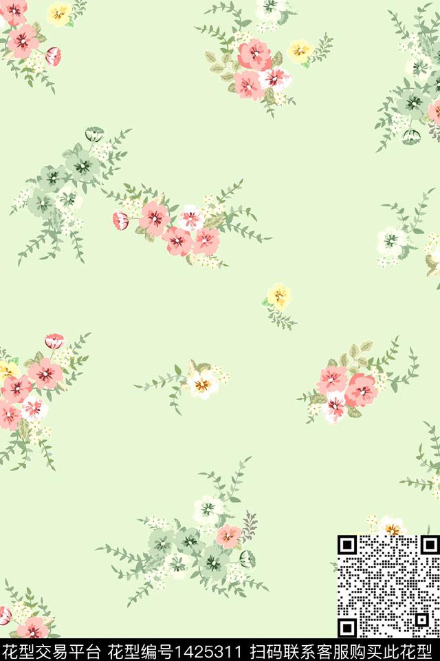 花卉植物中国风数码印花华亿平台下载（图片编号: 1425311） - 瓦栏（Walan）