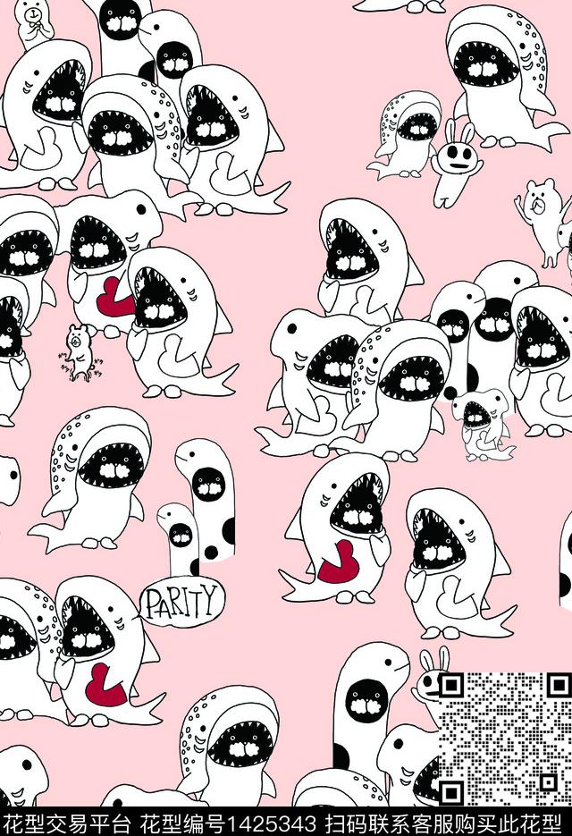 鲨鱼女装可爱数码印花华亿平台下载（图片编号: 1425343） - 瓦栏（Walan）