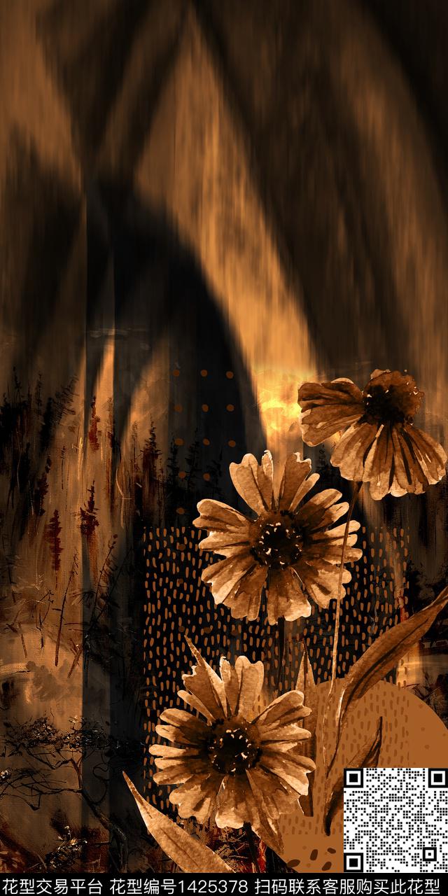 几何纹理花卉数码印花华亿平台下载（图片编号: 1425378） - 瓦栏（Walan）