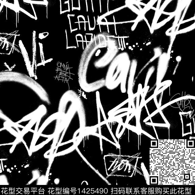 字母渐变笔触数码印花华亿平台下载（图片编号: 1425490） - 瓦栏（Walan）