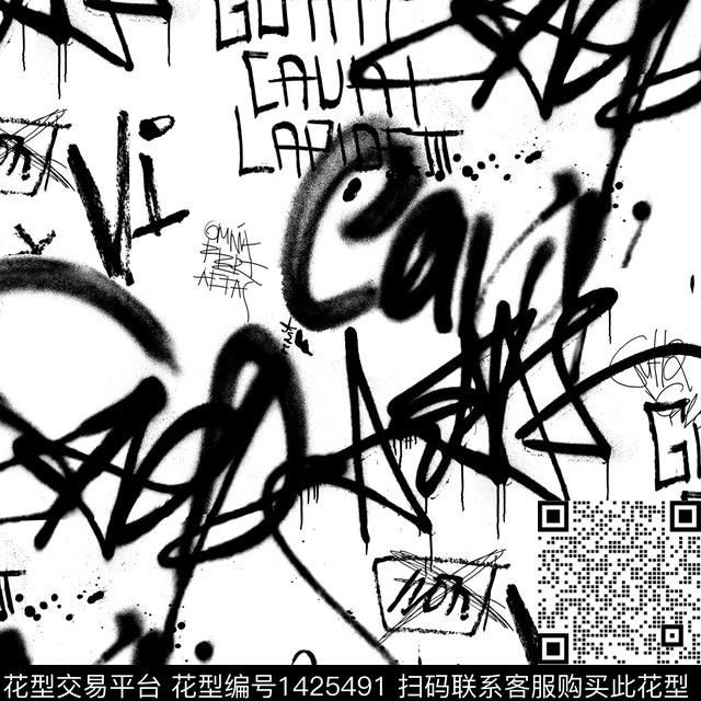 字母渐变笔触数码印花华亿平台下载（图片编号: 1425491） - 瓦栏（Walan）