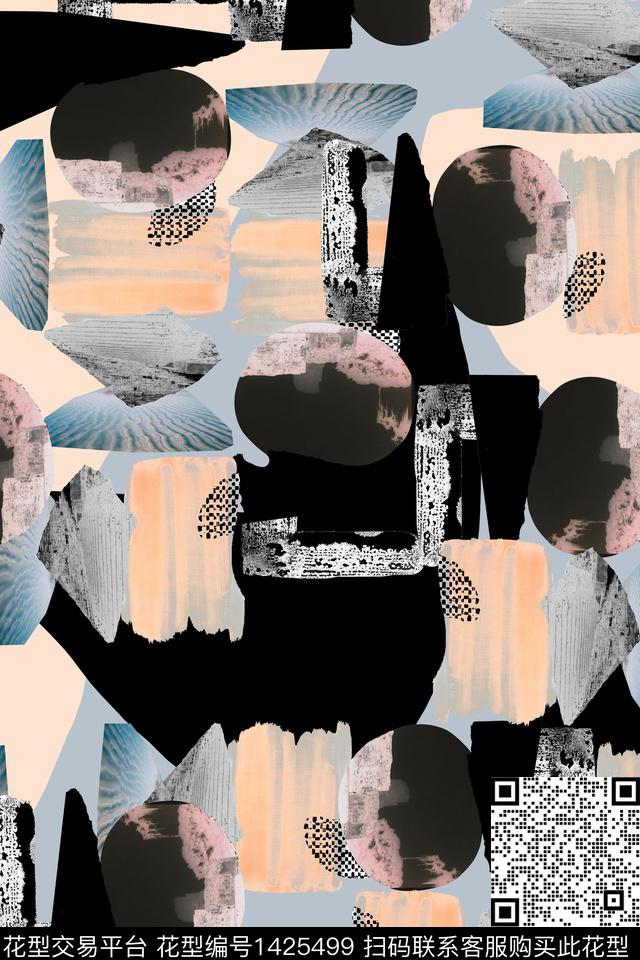 抽象休闲几何数码印花华亿平台下载（图片编号: 1425499） - 瓦栏（Walan）