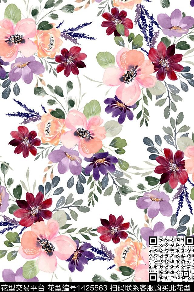 花卉大牌风小碎花数码印花华亿平台下载（图片编号: 1425563） - 瓦栏（Walan）
