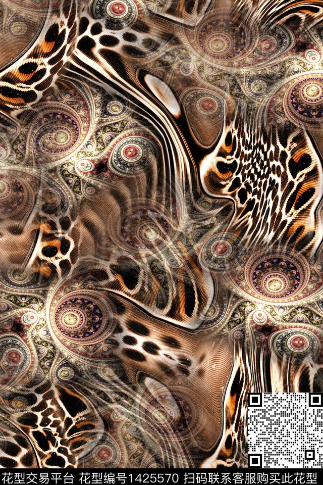 炫彩豹纹真丝数码印花华亿平台下载（图片编号: 1425570） - 瓦栏（Walan）