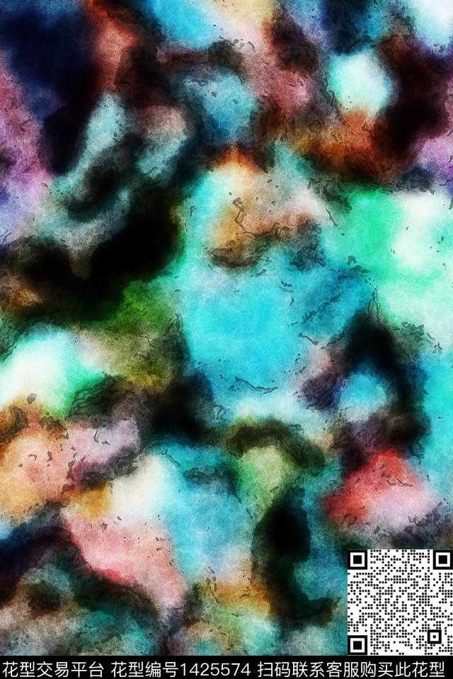 涂鸦写意炫彩数码印花华亿平台下载（图片编号: 1425574） - 瓦栏（Walan）