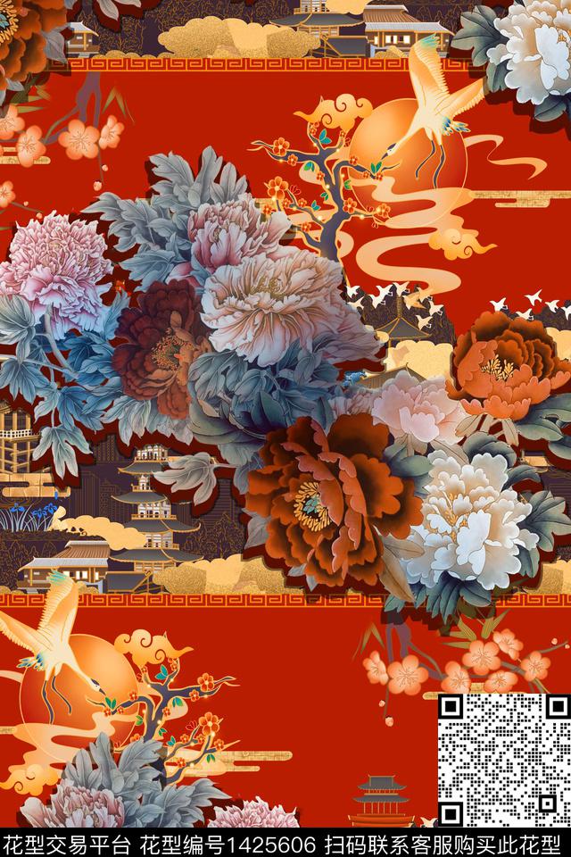 香云纱真丝中国风数码印花华亿平台下载（图片编号: 1425606） - 瓦栏（Walan）
