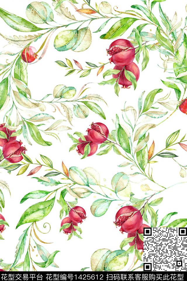 水果小清新真丝数码印花华亿平台下载（图片编号: 1425612） - 瓦栏（Walan）