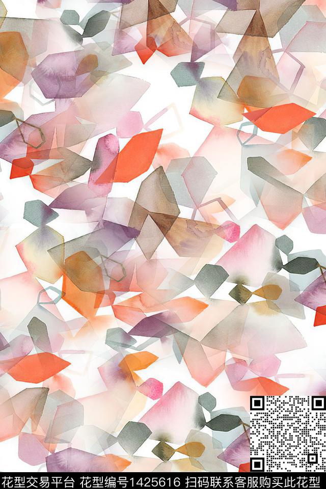 几何抽象小清新数码印花华亿平台下载（图片编号: 1425616） - 瓦栏（Walan）