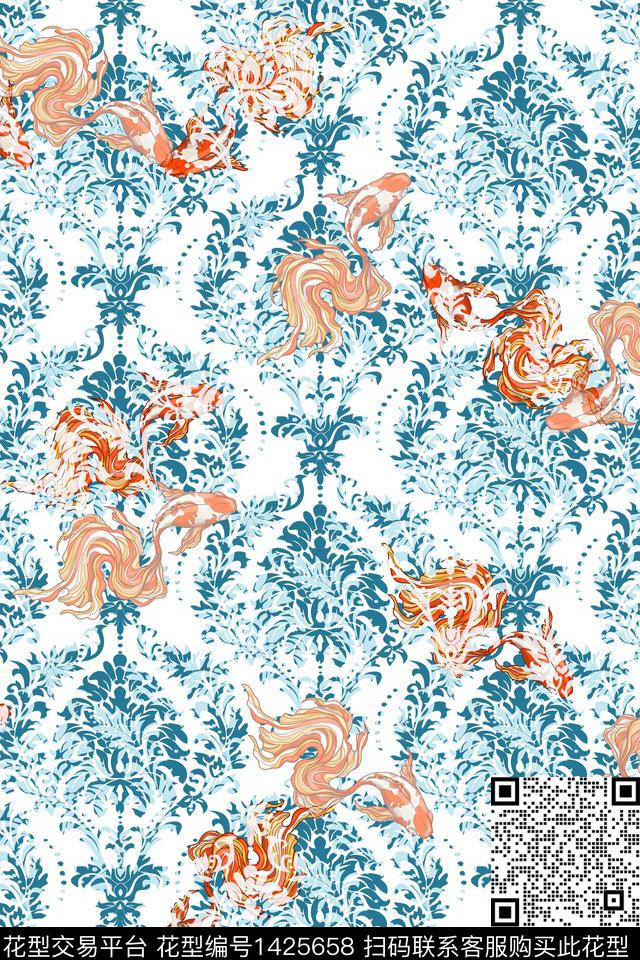 线条肌理传统纹样数码印花华亿平台下载（图片编号: 1425658） - 瓦栏（Walan）