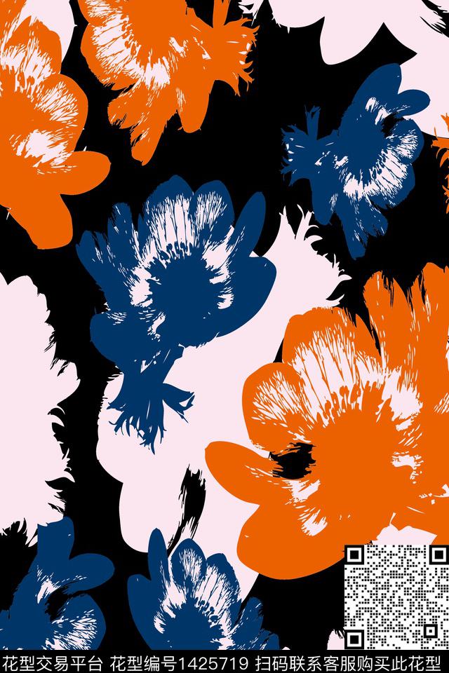 连衣裙花卉旗袍数码印花华亿平台下载（图片编号: 1425719） - 瓦栏（Walan）