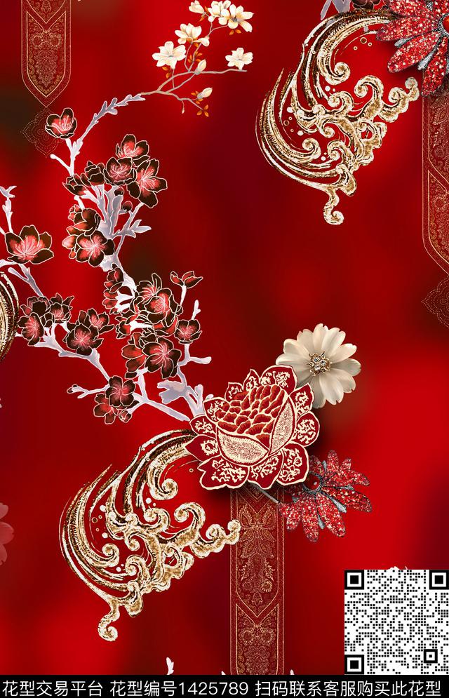 香云纱国风审数码印花华亿平台下载（图片编号: 1425789） - 瓦栏（Walan）