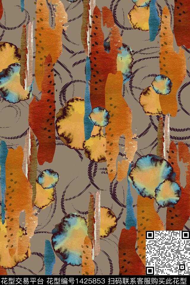 中老年泼墨颜料数码印花华亿平台下载（图片编号: 1425853） - 瓦栏（Walan）