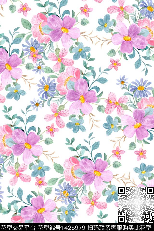 花卉大牌风小碎花数码印花华亿平台下载（图片编号: 1425979） - 瓦栏（Walan）